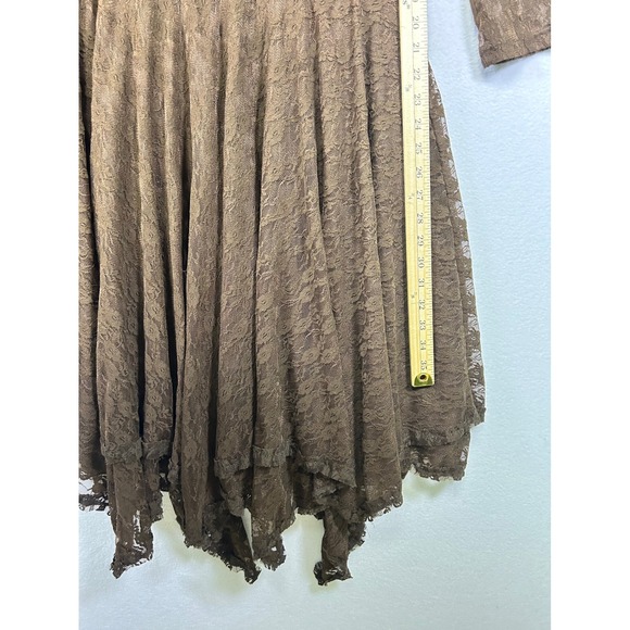 Back in the Saddle Brown Lace Midi Dress with Asymmetrical‎ Hem Size L - Picture 5 of 9